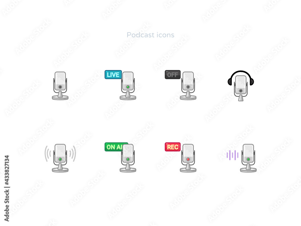 Podcast icons set Podcast icons set