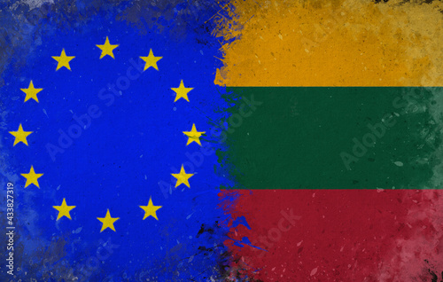 Lithuania, Republic of Lithuania and European Union, European Union Background - Watercolor Design