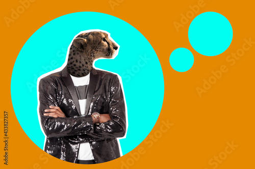 Confident man with a leopar...