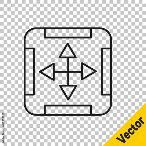 Black line Area measurement icon isolated on transparent background. Vector