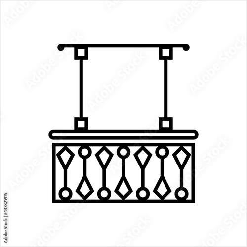 Balcony Icon, Upper Floor Projected Platform Enclosed By A Parapet Or Railing From The Wall Of A Building