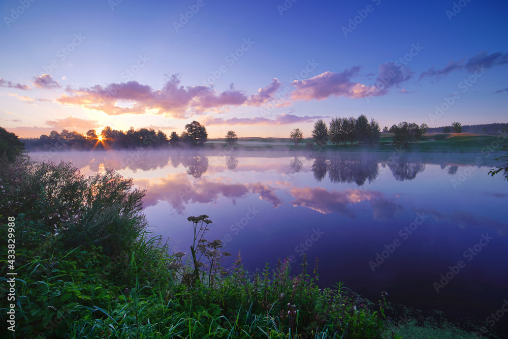 Misty dawn over the river
