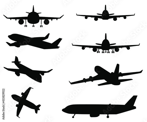 Airplane silhouette isolated on white background. vector with png.