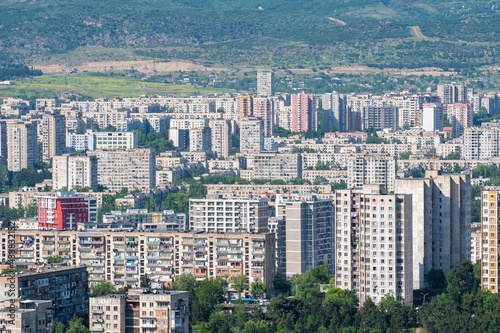 Residential area of Tbilisi, multi-storey buildings in Gldani and Mukhiani