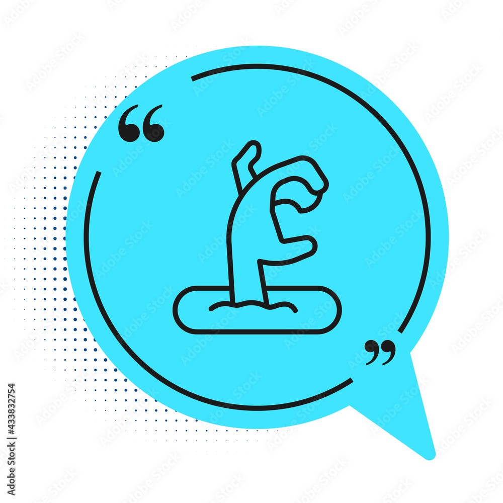 Black line Zombie hand icon isolated on white background. Arm monster dead. Happy Halloween party. Blue speech bubble symbol. Vector Black line Zombie hand icon isolated on white background. Arm monster dead. Happy Halloween party. Blue speech bubble symbol. Vector