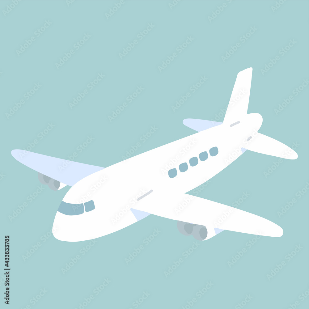 Flat colored simple white airplane