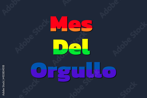 illustration with the colors of the lgbt homosexual flag with the phrase in spanish pride month in gay pride concept