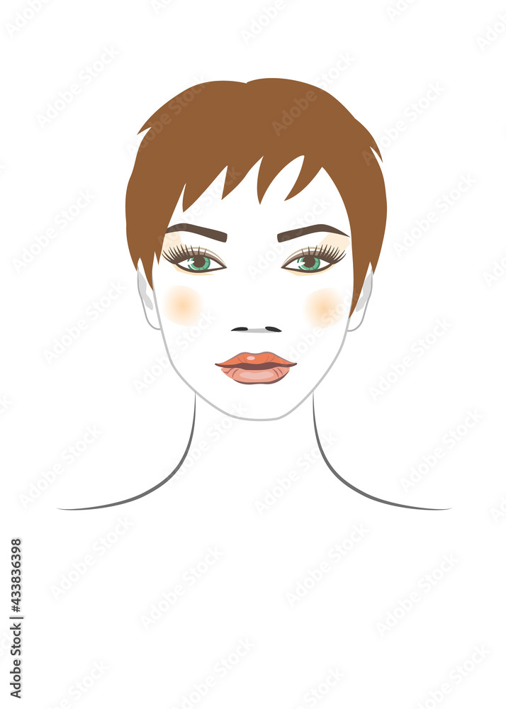 Beautiful young girl with short hair and makeup. Beautiful young girl with short hair and makeup.