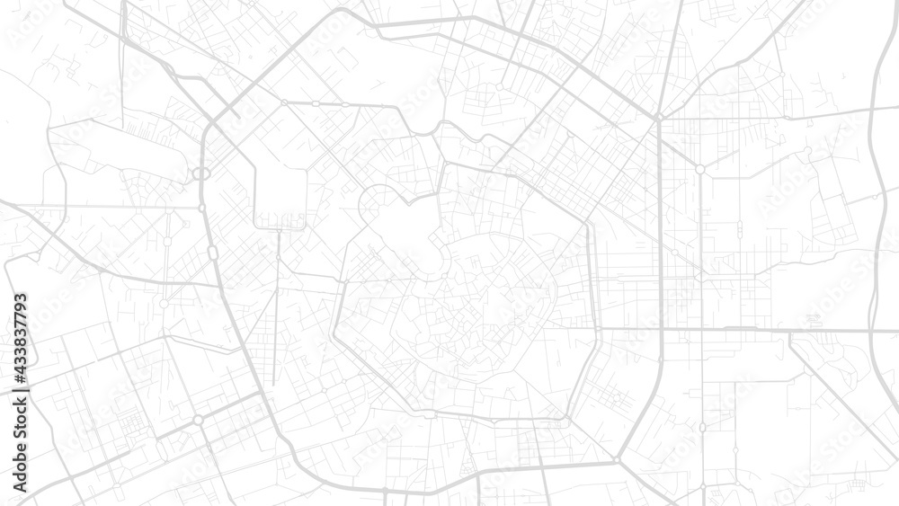 Fototapeta premium White and light grey Milan city area vector background map, streets and water cartography illustration.