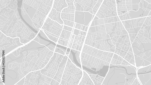 Grey and white Austin city area vector background map, streets and water cartography illustration.