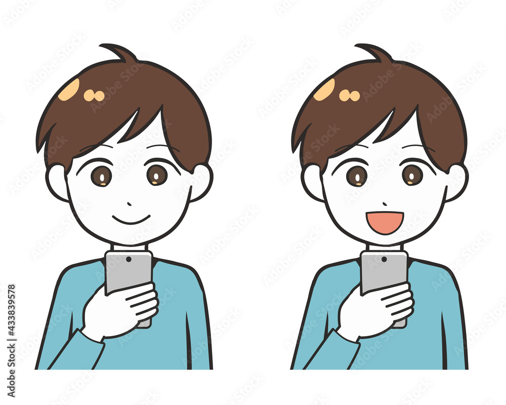 スマホを持つ　男の子