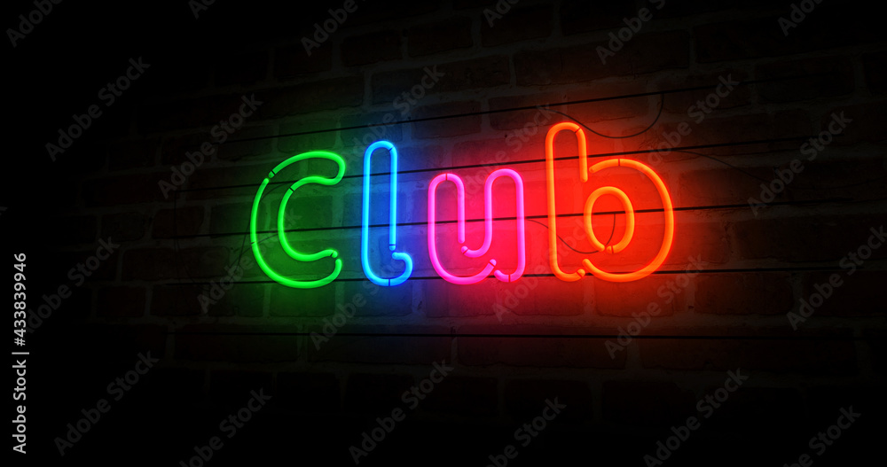 Club symbol neon light 3d illustration Club symbol neon light 3d illustration