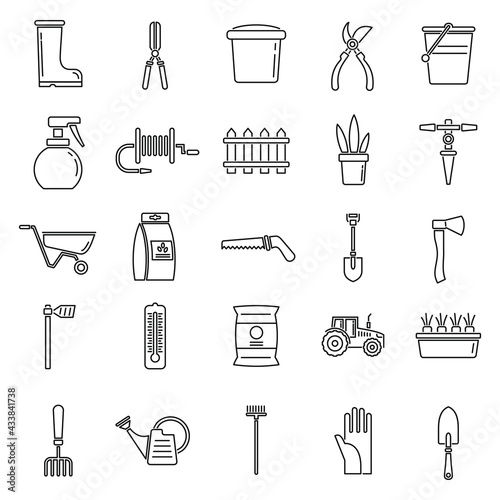 Tool for gardening and pot with flower gardening vector