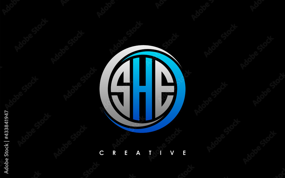 SHE Letter Initial Logo Design Template Vector Illustration SHE Letter Initial Logo Design Template Vector Illustration