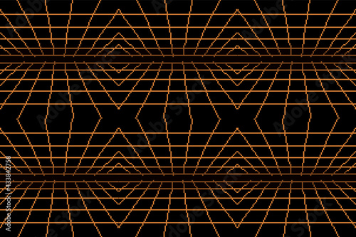 Pixel art of 80s Retro sci-Fi background. Pixel art background. 8bit Vector illustration