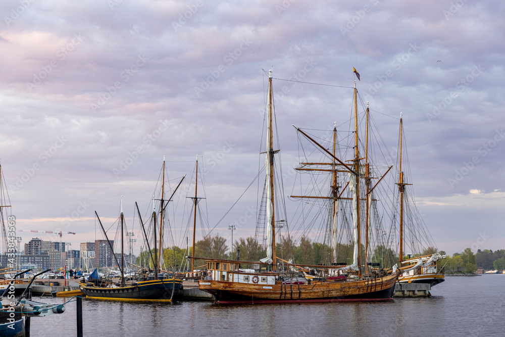 Historical boat docked in Finnish capital city, Helsinki