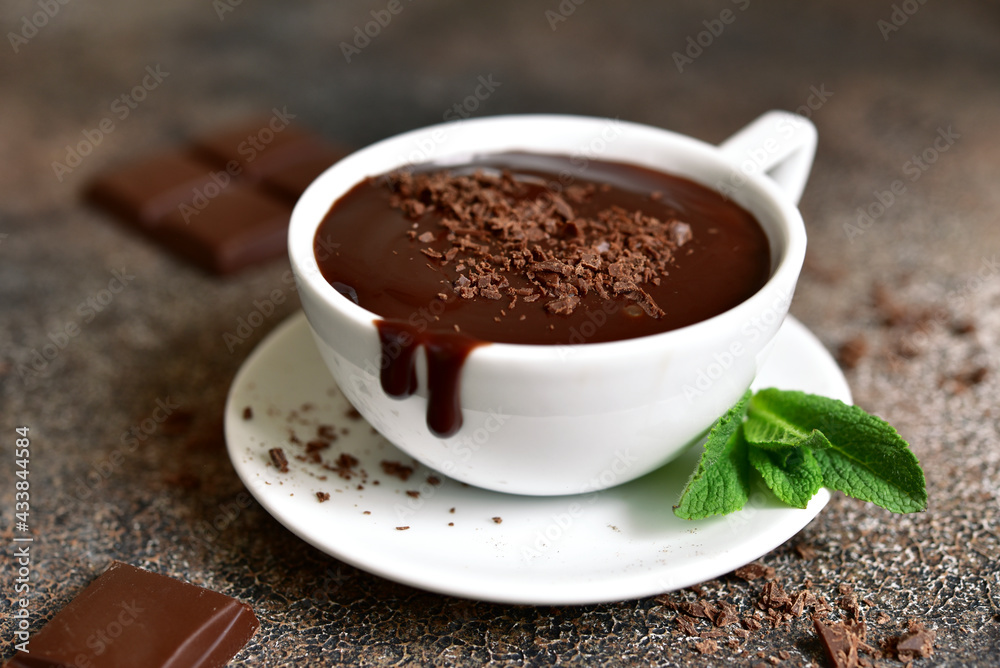 Delicious hot chocolate with mint. Delicious hot chocolate with mint.