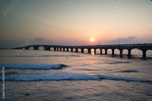 Fototapeta Naklejka Na Ścianę i Meble -  Sunrise over Sina-Male' bridge