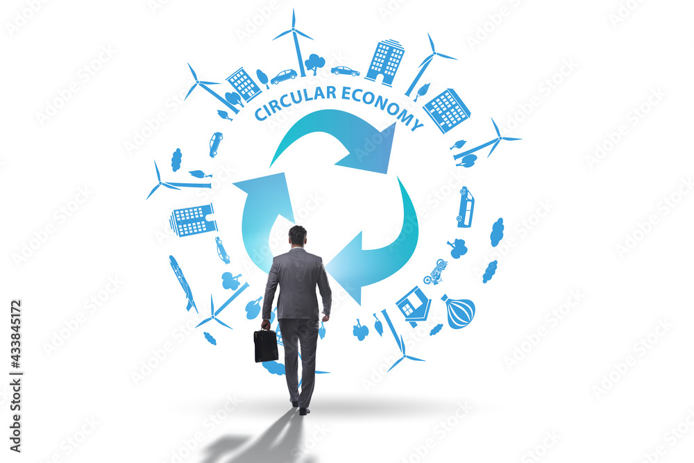 Concept of circular economy with businessman Concept of circular economy with businessman