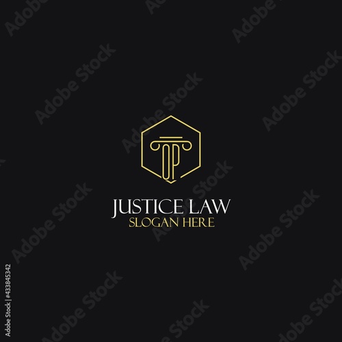 OP monogram initials design for legal, lawyer, attorney and law firm logo