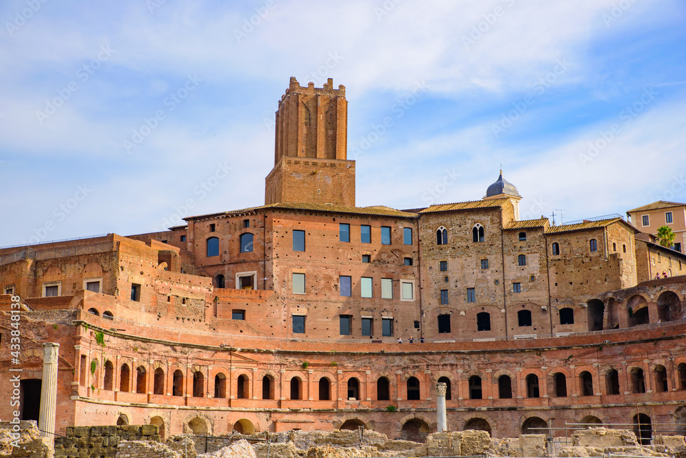 Ruins of Trajan's Market, the world's oldest shopping mall, in Rome, Italy