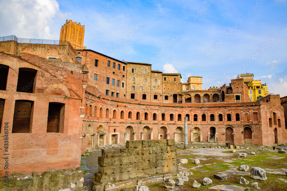 Ruins of Trajan's Market, the world's oldest shopping mall, in Rome, Italy
