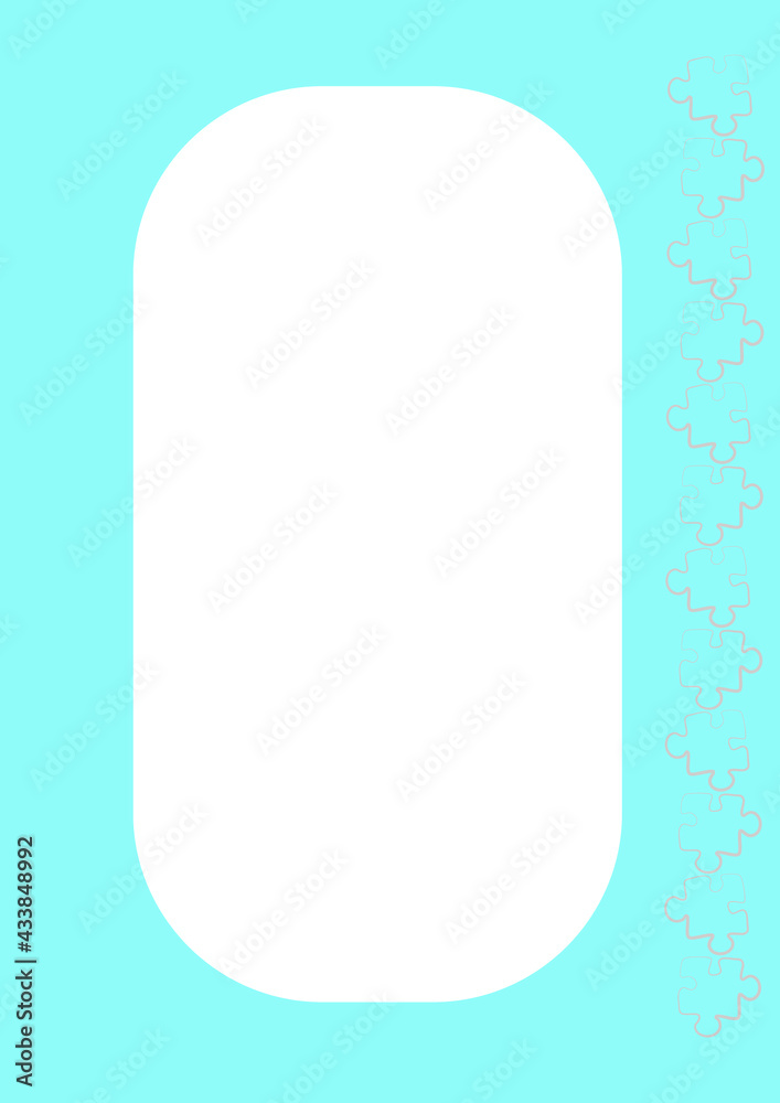 Vertical illustration format A4 - the design of the screen of the phone or tablet for inscriptions and photos, frame with puzzles. Postcard, book cover or notepad, postcard. Minimalism, pastiche Vertical illustration format A4 - the design of the screen of the phone or tablet for inscriptions and photos, frame with puzzles. Postcard, book cover or notepad, postcard. Minimalism, pastiche