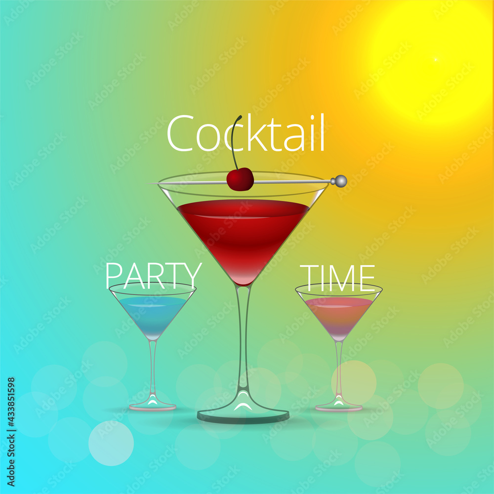 Clean Realistic Alcoholic Cocktail Vector illustration for Party in the club Clean Realistic Alcoholic Cocktail Vector illustration for Party in the club