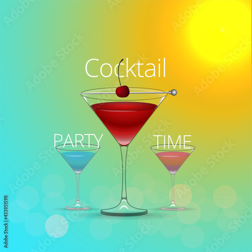 Clean Realistic Alcoholic Cocktail Vector illustration for Party in the club