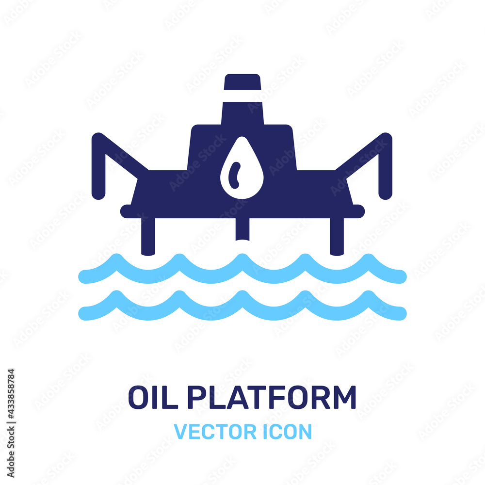Oil offshore platform, petroleum industry vector icon. Oil offshore platform, petroleum industry vector icon.