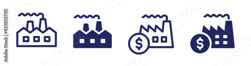 Factory icons set. Business investment concept