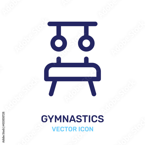Pommel horse and gymnastics rings icon vector illustration