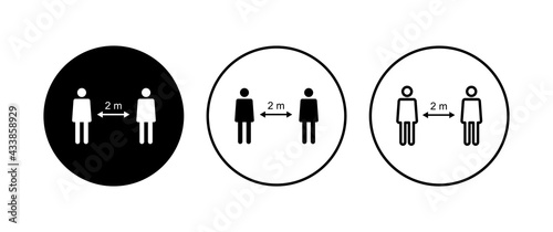 Social distance icon set. social distancing icon. self quarantine sign