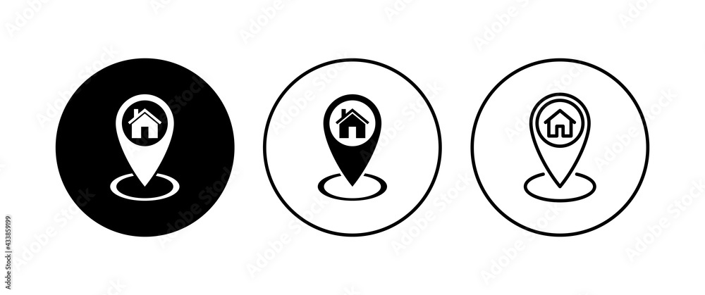 Address icon set. home location icon vector Address icon set. home location icon vector