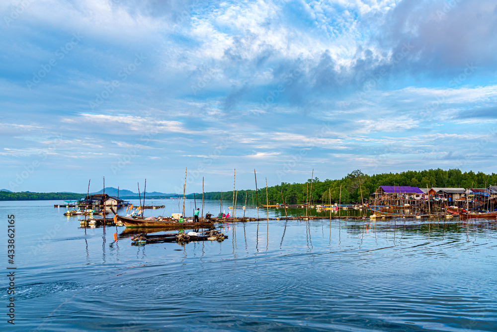 Beautiful landscape at fisherman Sam Chong Tai village , Phang Nga province, Thailand.