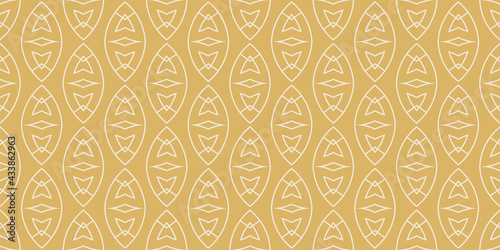Trendy background pattern with simple decorative ornament on gold background, wallpaper. Seamless pattern, texture. Vector image