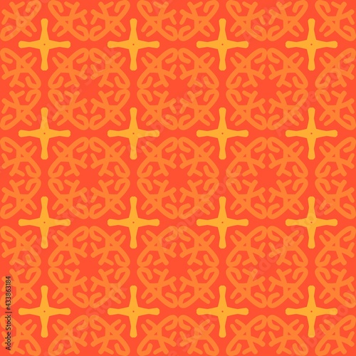 red rose orange mandala art seamless pattern floral creative design background vector illustration
