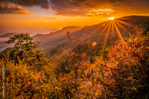 【香川県 小豆島】秋の夕方の寒霞渓の自然風景