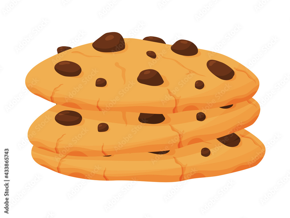 Vector illustration of sweet cookies with chocolate pieces. Illustration for the site, menu and other things. Vector illustration of sweet cookies with chocolate pieces. Illustration for the site, menu and other things.