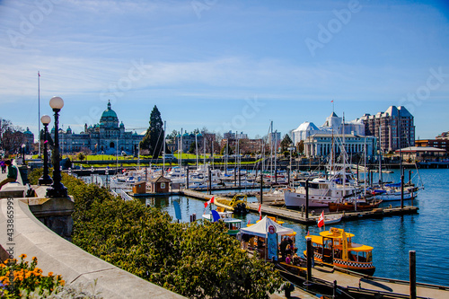 View of Victoria Inner Harbour and British Columbia Provincial Parliament Building,March 2016: Vancouver Island, BC, CANADA, photo