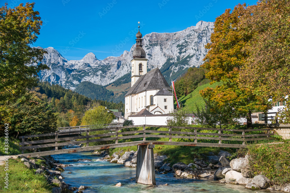 Ramsau, Germany, October 2018 - View of Parish Church of St Sebastian Ramsau, Germany, October 2018 - View of Parish Church of St Sebastian