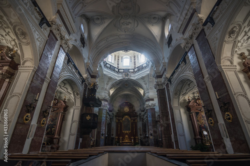 Innsbruck, Austria, October 2018 - details of the main nave of Jesuitenkirche Innsbruck (Jesuit Church Innsbruck )