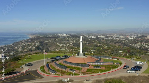 Mount Soledad and the Cross above La Jolla San Diego on a beautiful Day.