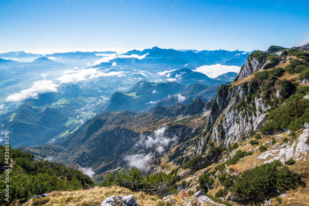 Fototapeta premium Beautiful view of Salzach Valley from Untersberg Mountain - Salzburg, Austria