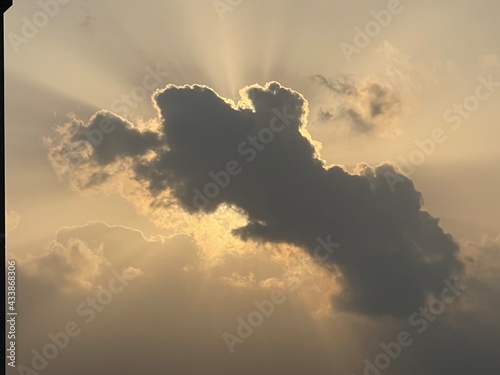 Rays of sunlight through the clouds 
