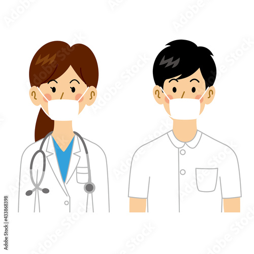 マスクをしている女医と看護師