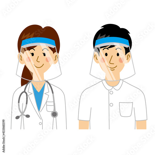 フェイスガードをする女医と看護師