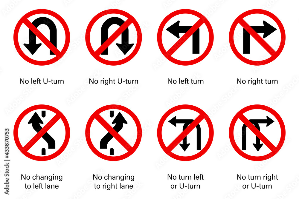 Set of regulatory signs vector, Traffic symbol on white background Set of regulatory signs vector, Traffic symbol on white background