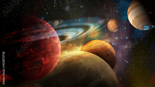Fototapeta Naklejka Na Ścianę i Meble -  Beautiful planets in space, collage. Elements of this image furnished by NASA.
