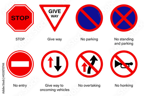 Free Download Set of regulatory signs vector, Traffic symbol on white background - GFXLoad